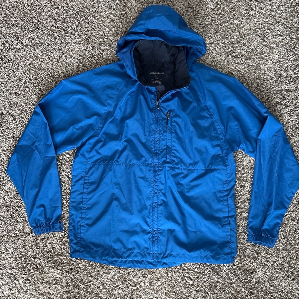 Eddie Bauer Small Expedition Outfitter Full Zip Windbreaker Jacket Hood Vented